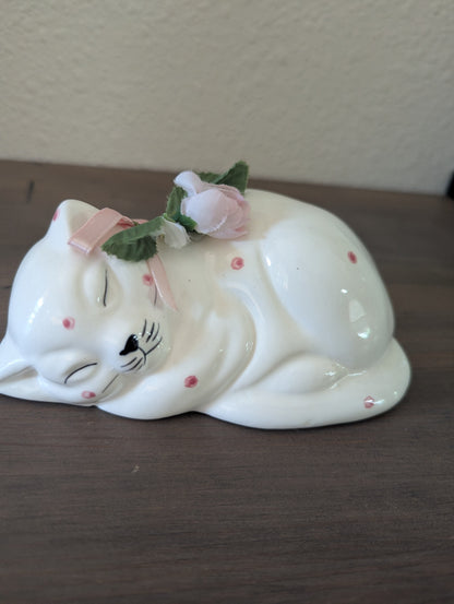 Vtg. Enesco Sleeping Cat Figurine