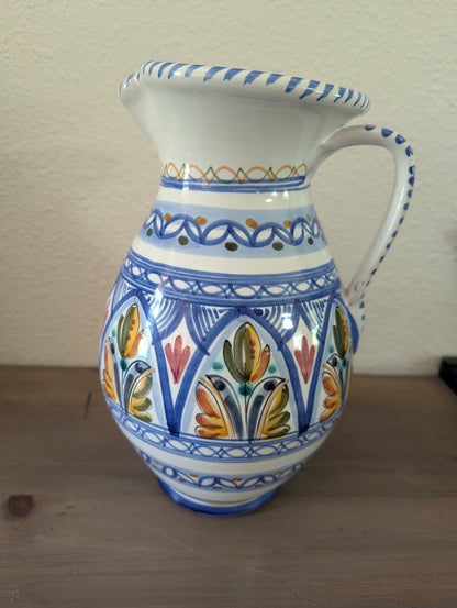 Vtg. Spanish Hand Painted Folk Art Pitcher
