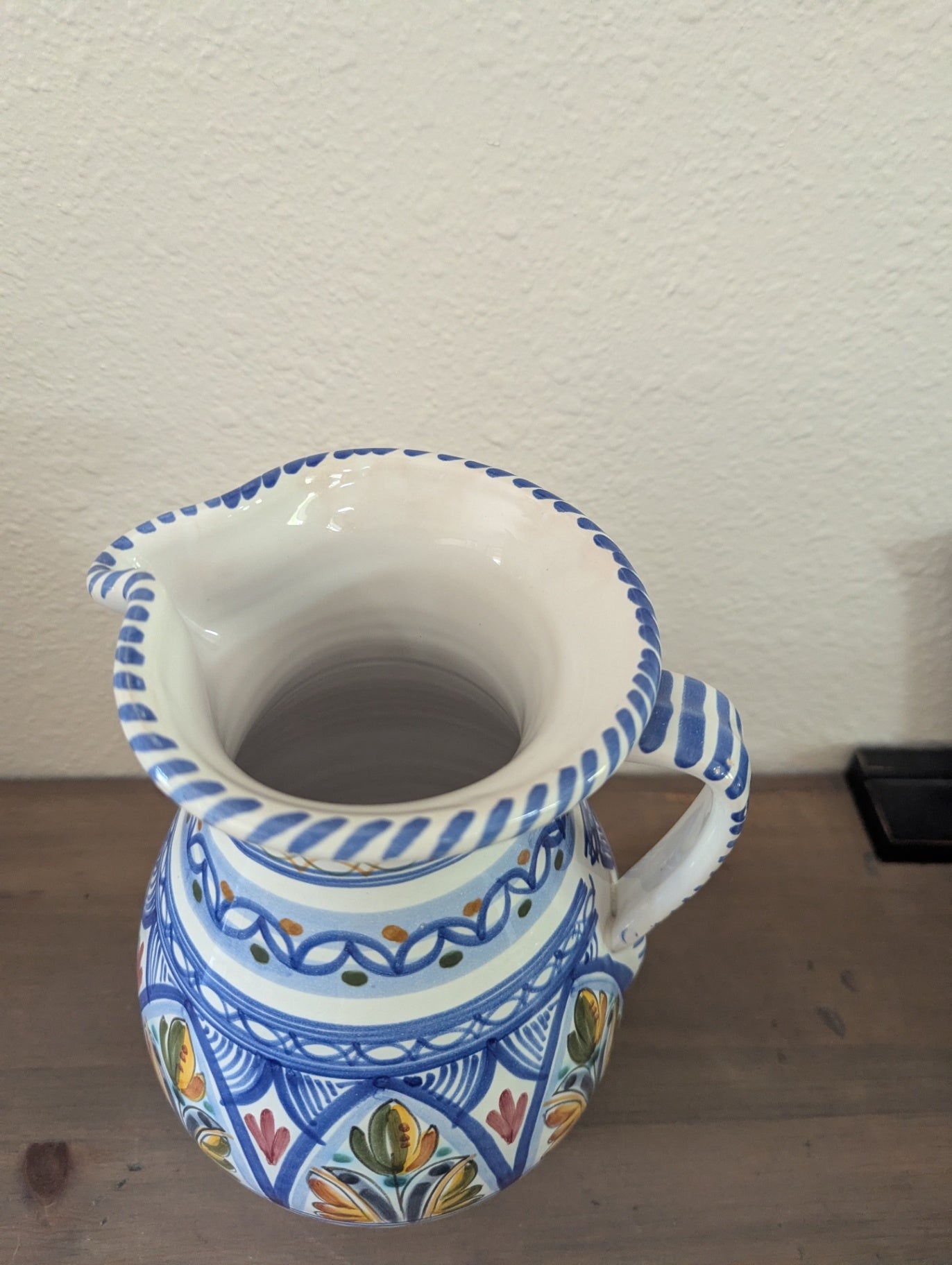 Vtg. Spanish Hand Painted Folk Art Pitcher