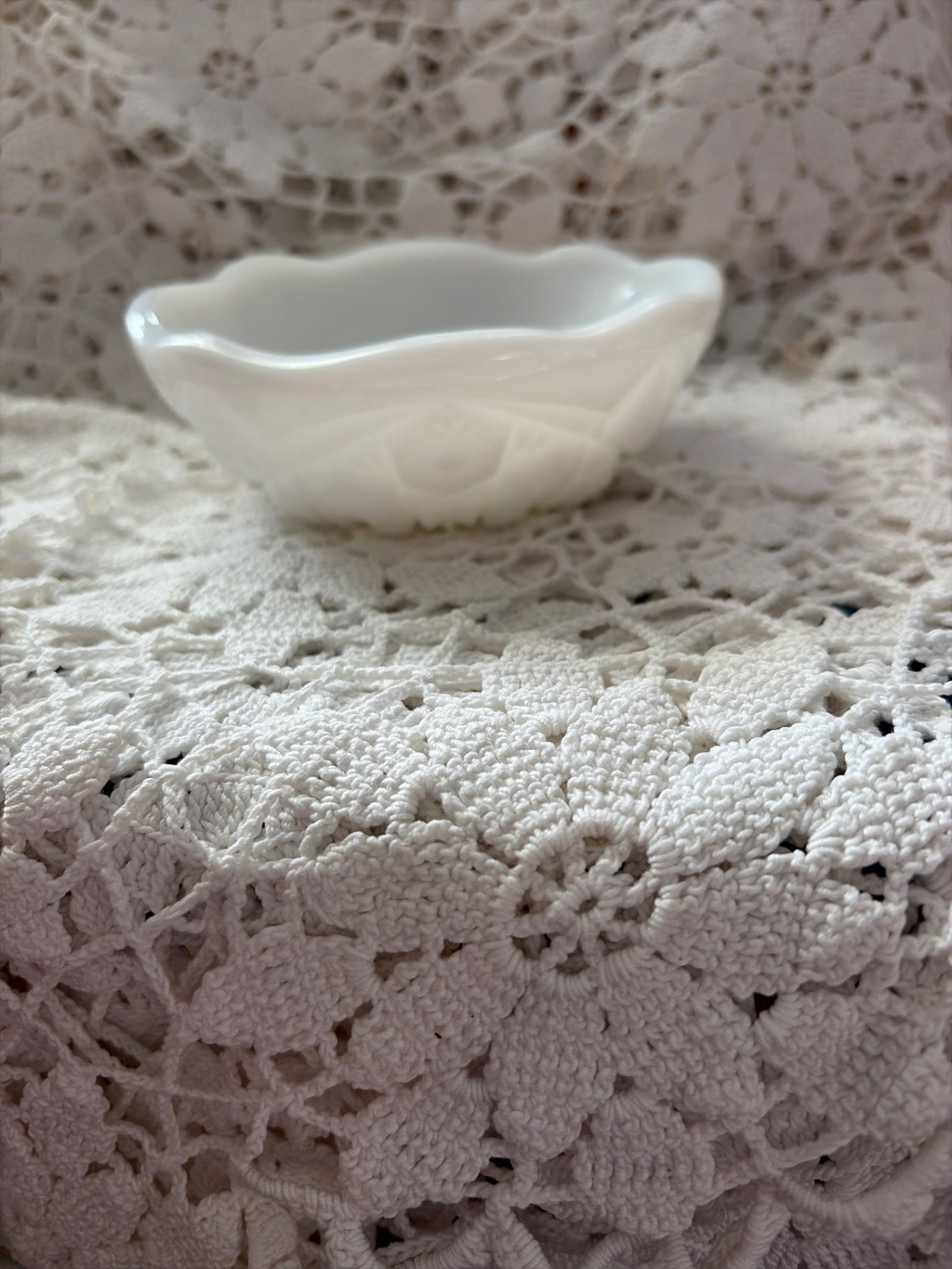 Toltec Milk Glass dish