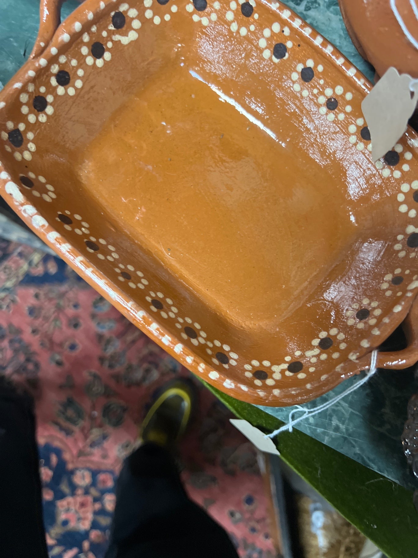 traditional Mexican barro (red clay) rectangular baking and serving dish