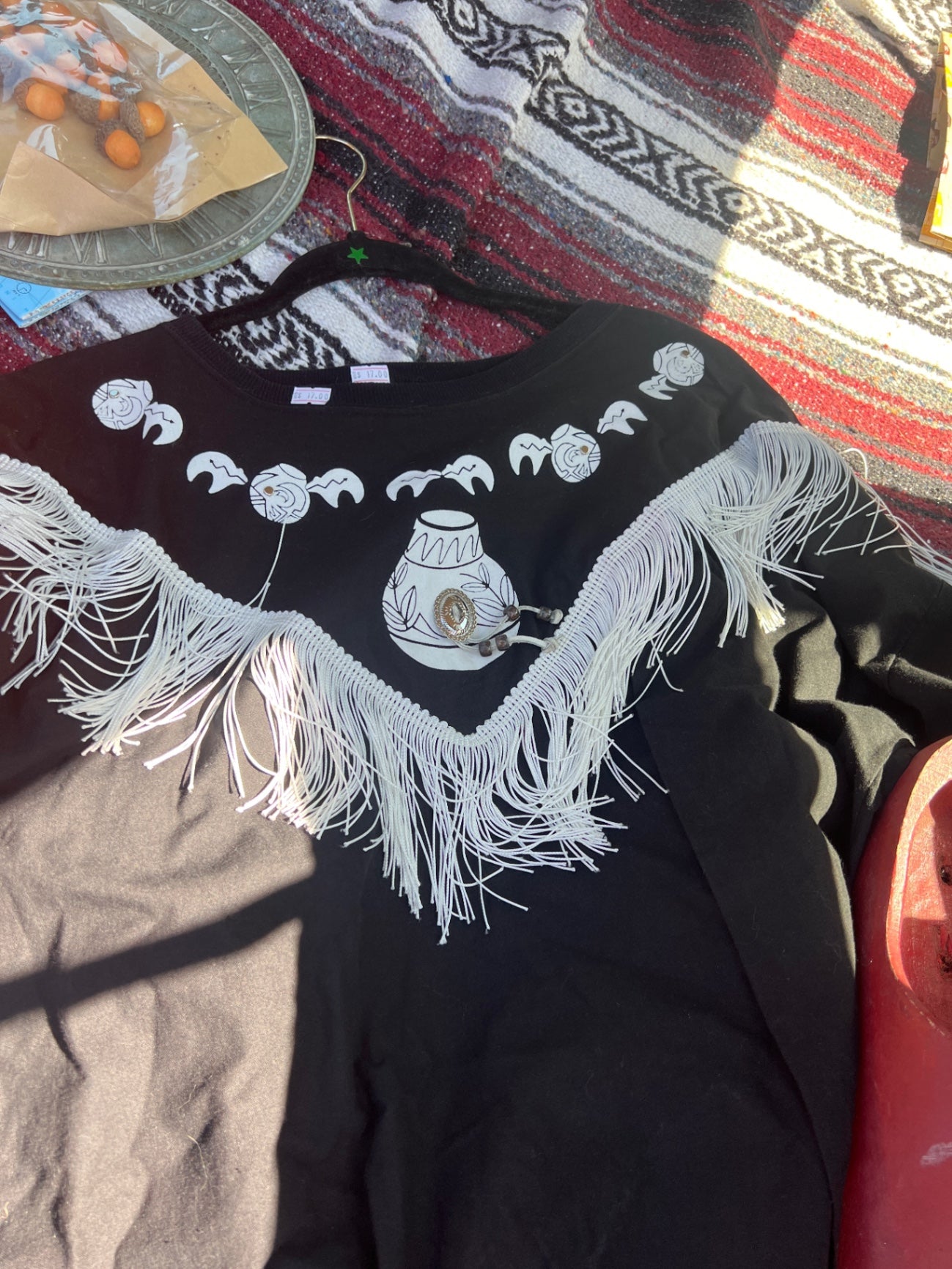 Black and white shirt with fringe 