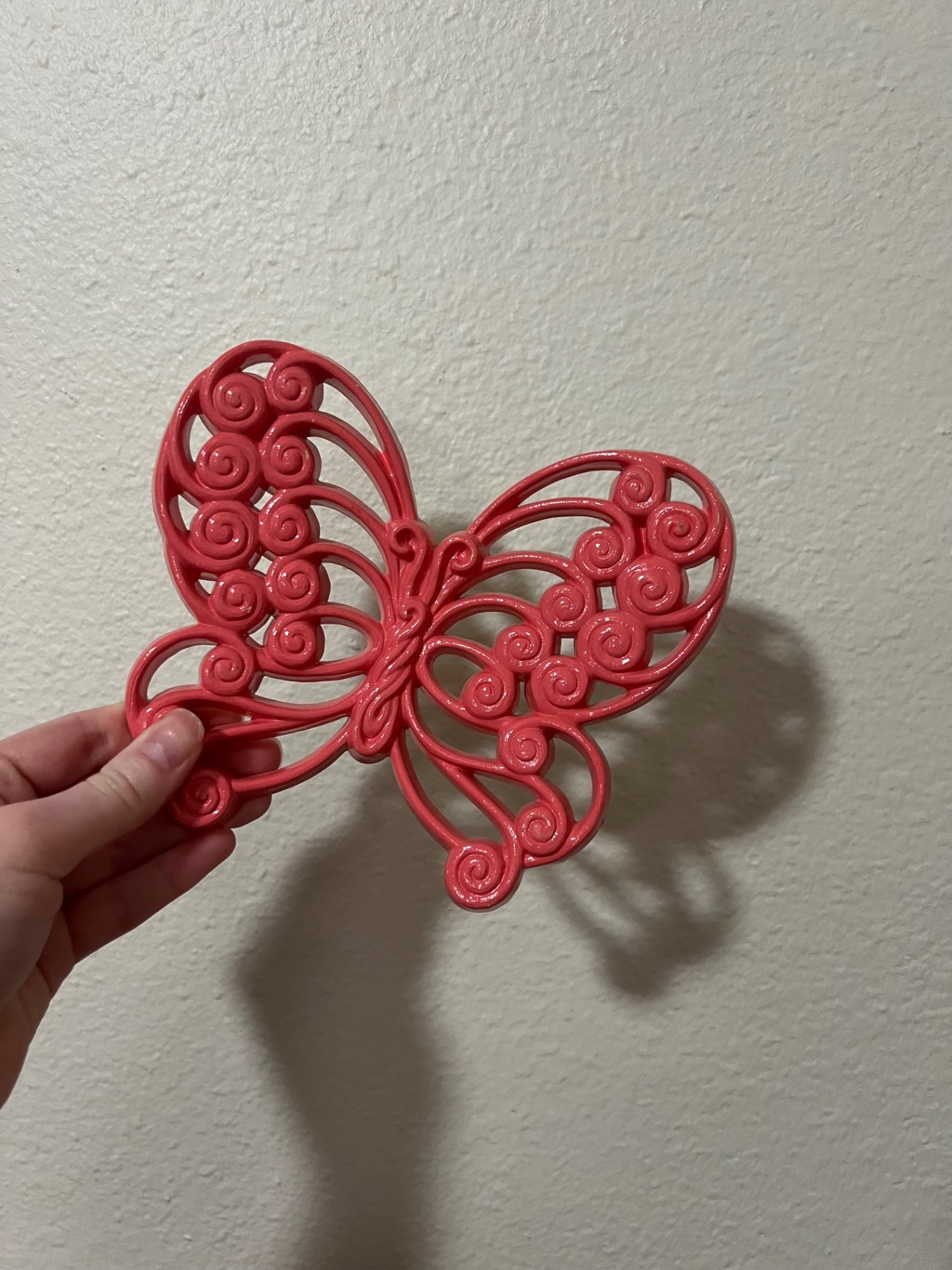 Vintage Homco Butterfly Pink Painted Wall Hanger