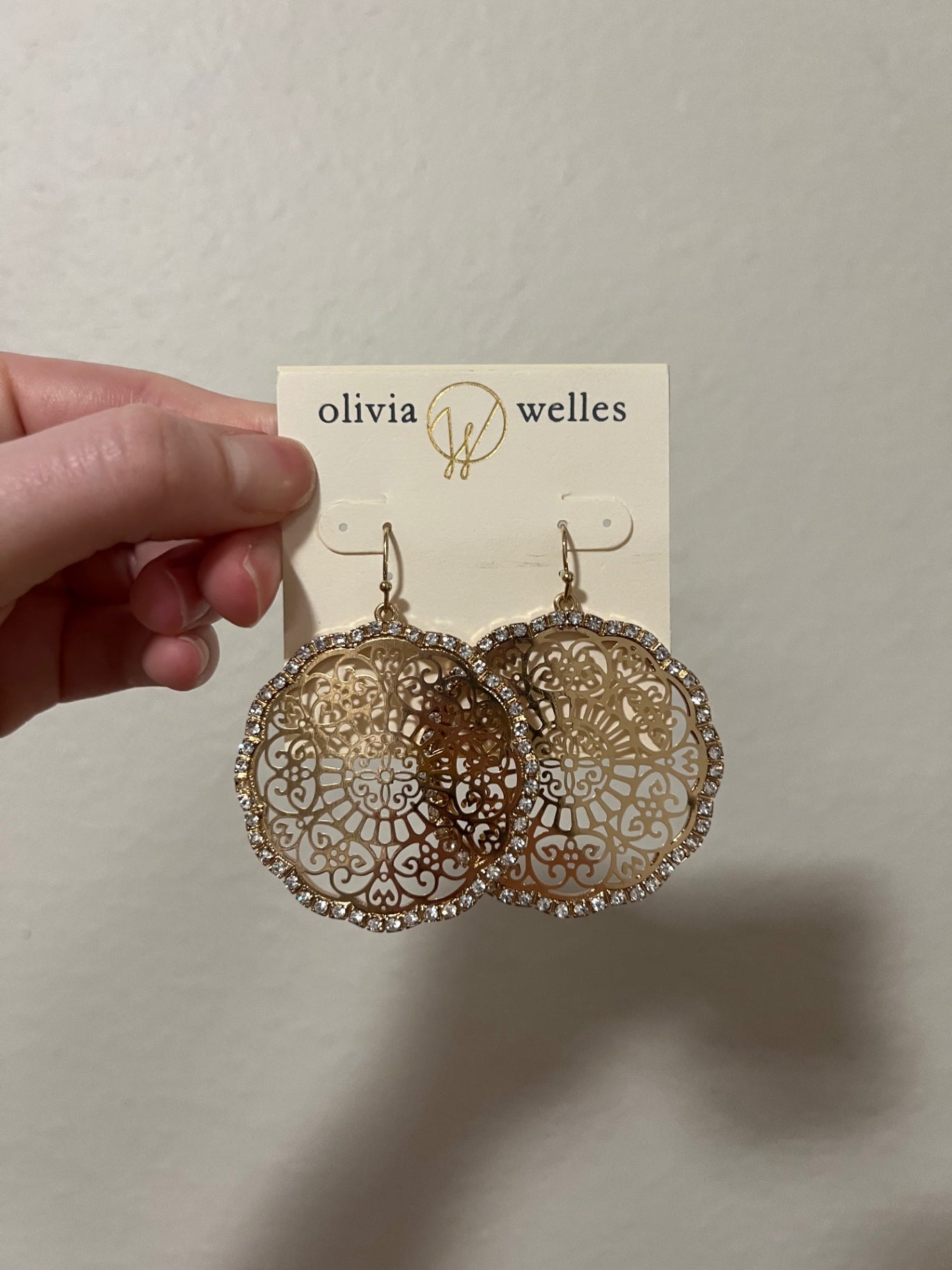 Olivia Welles Lace Detail Gold Earrings