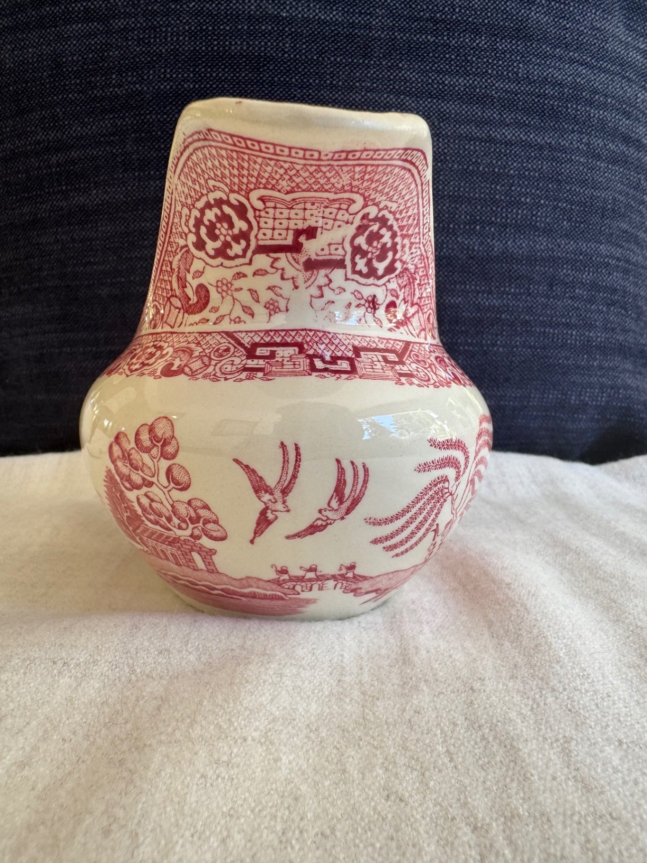 Pink willow transferware gravy boat 