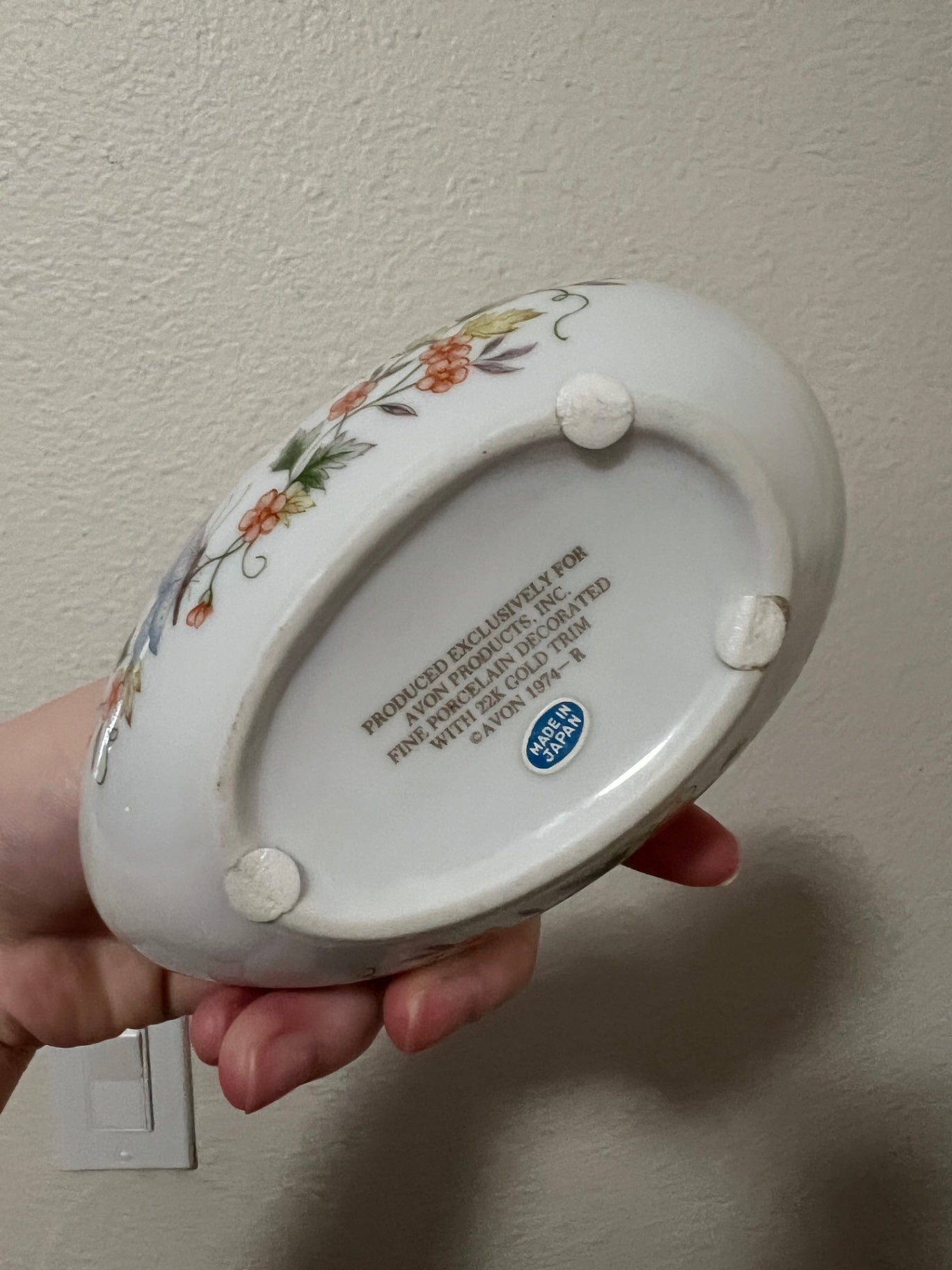 Vintage Avon Butterfly Porcelain Egg Trinket Box