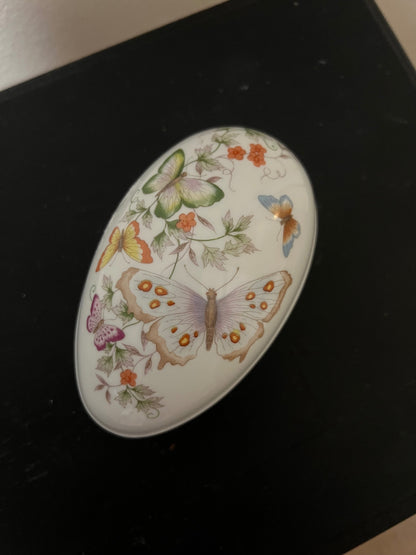 Vintage Avon Butterfly Porcelain Egg Trinket Box