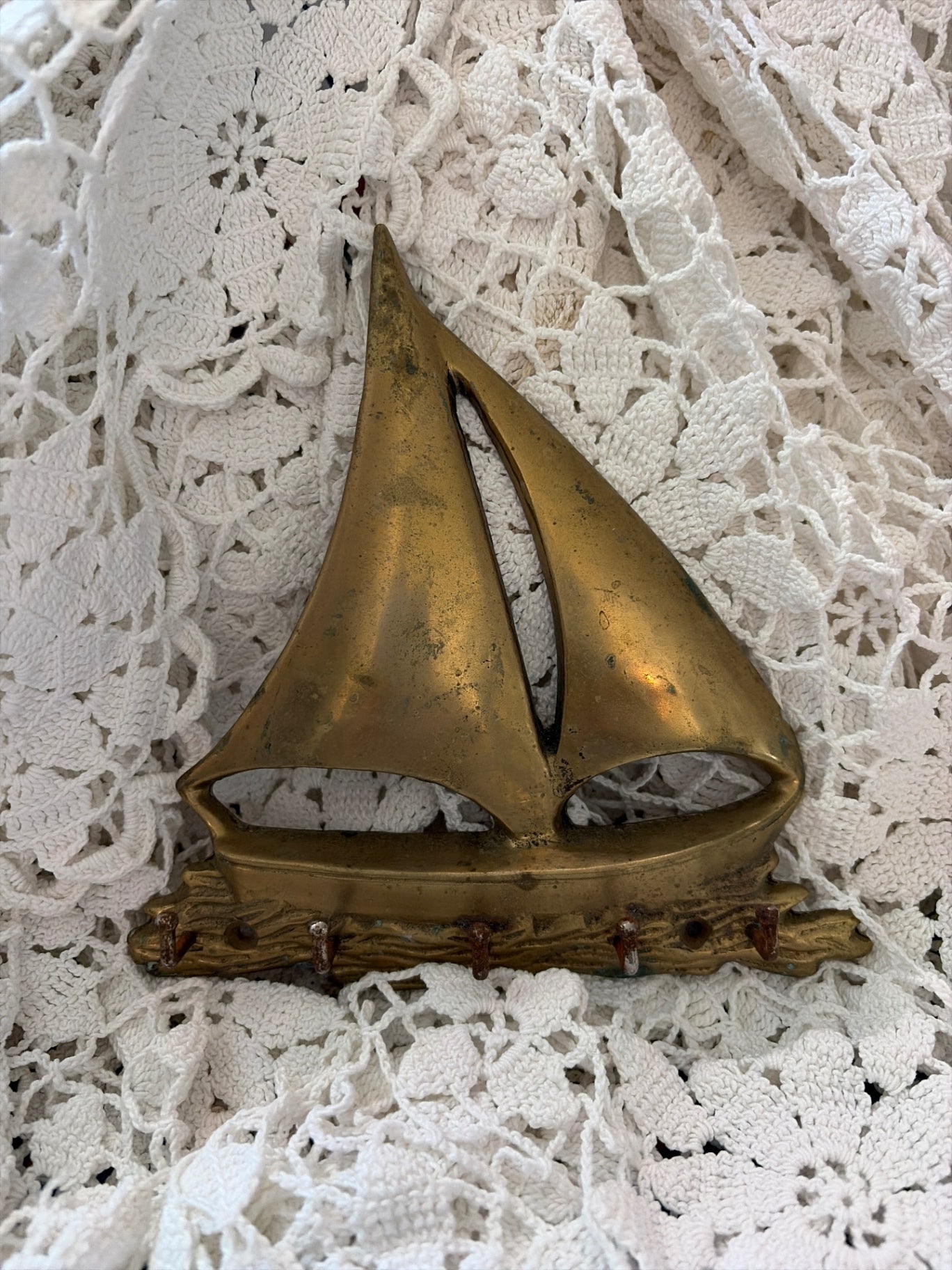 Solid Brass Sailboat wall key hanger