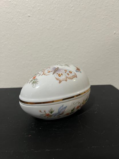 Vintage Avon Butterfly Porcelain Egg Trinket Box