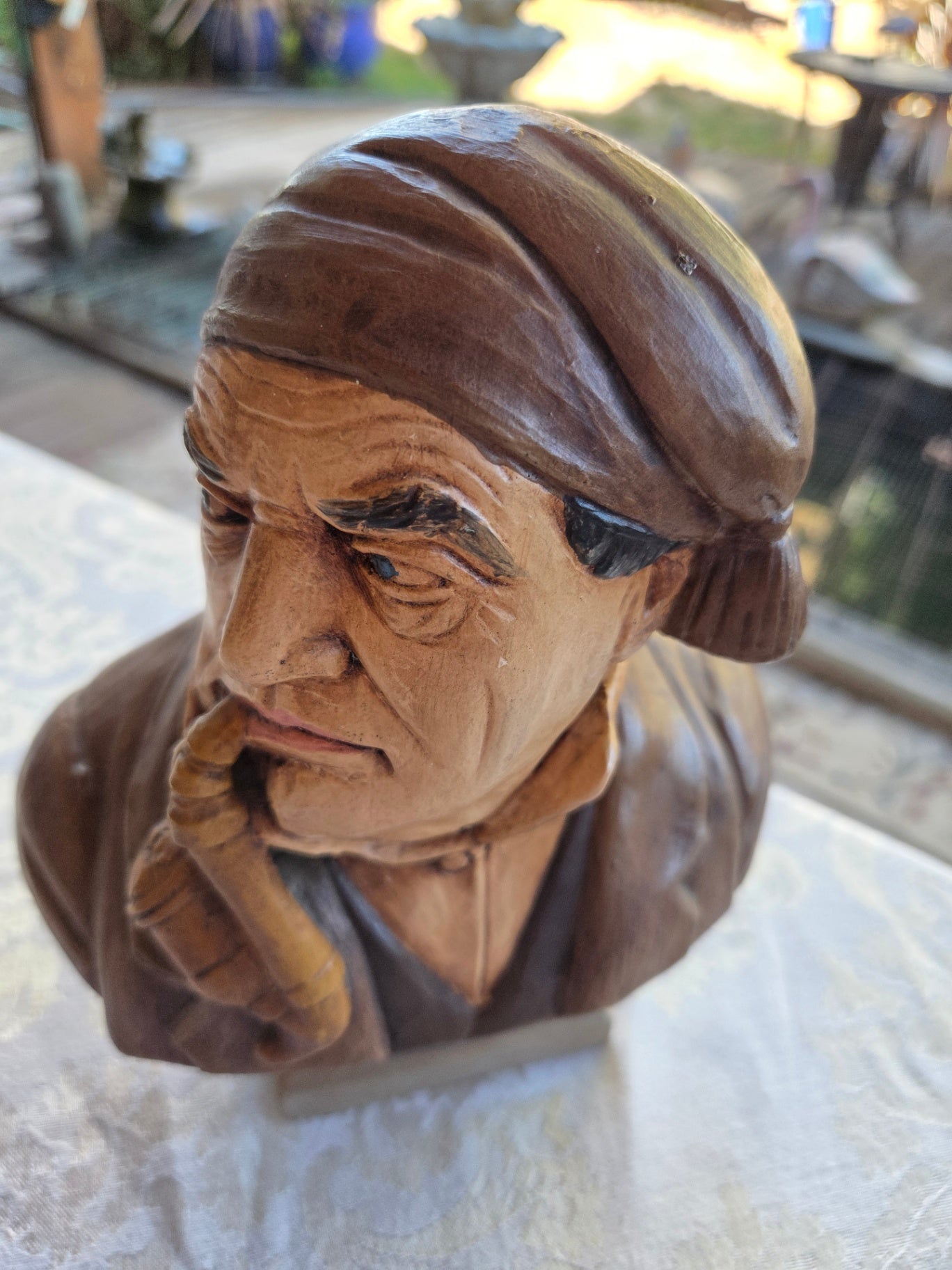 Chalkware Swiss man figurine
