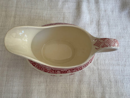 Pink willow transferware gravy boat 