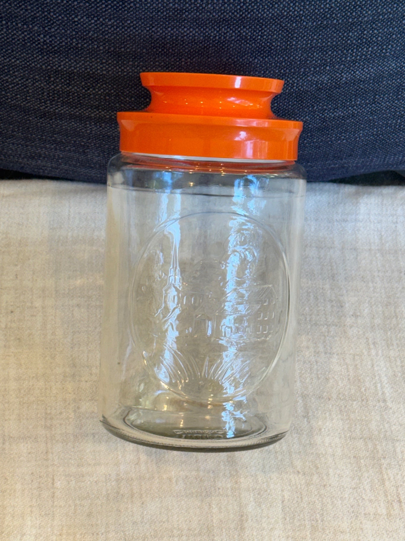 Church Jar w/ orange lid 