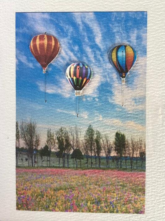 Hand made card with Hot Air Baloons that can be raised and lowered.