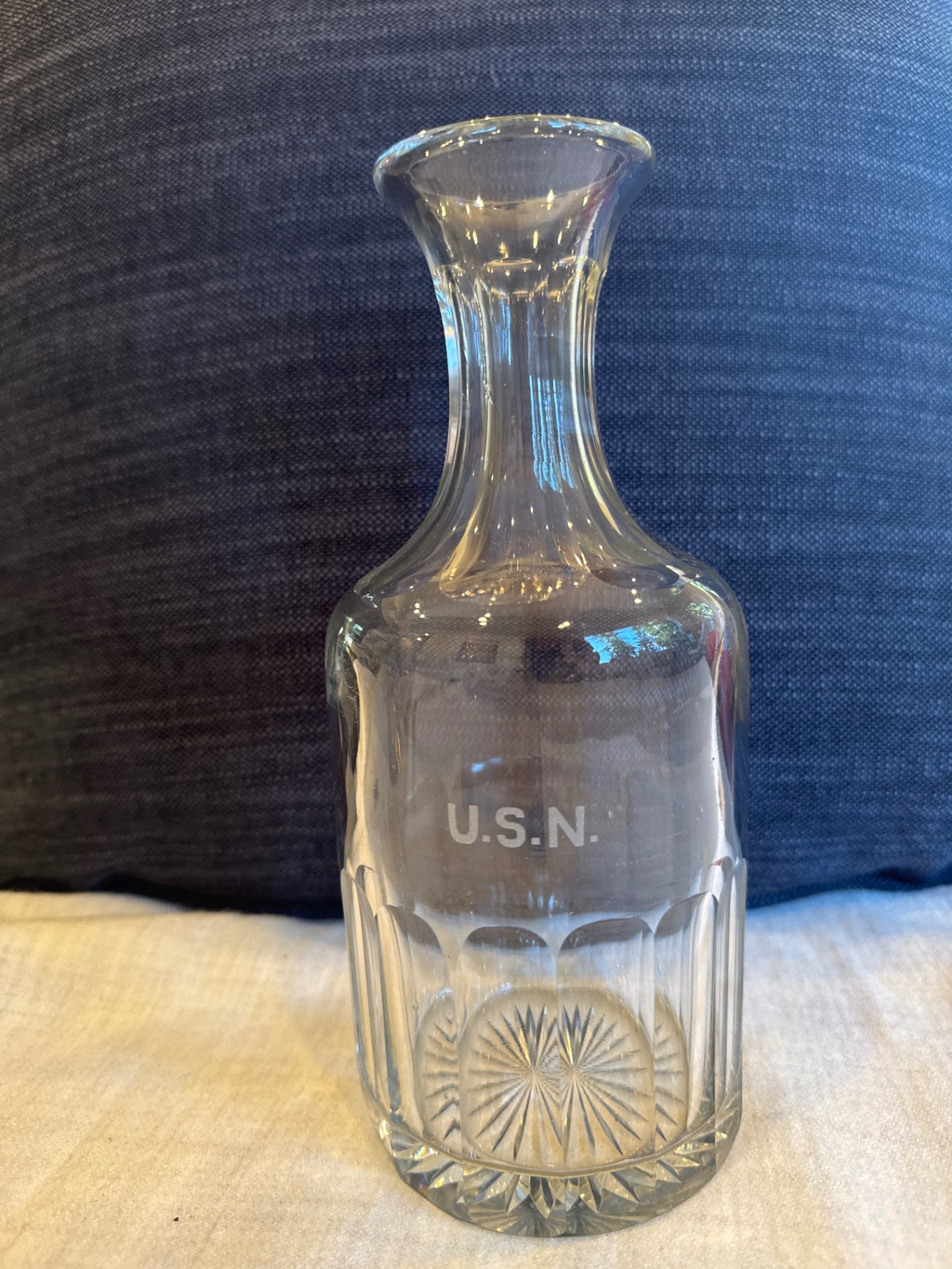 1900's US Navy Antique Glass Water or Wine Carafe