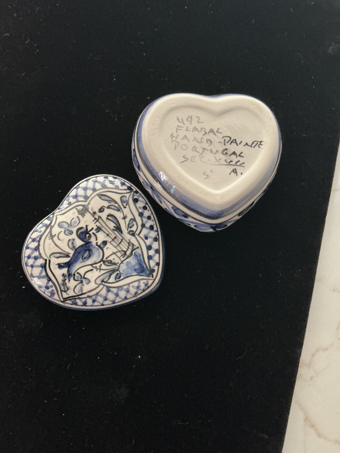 Sweet hand-painted ceramic trinket box from Portugal