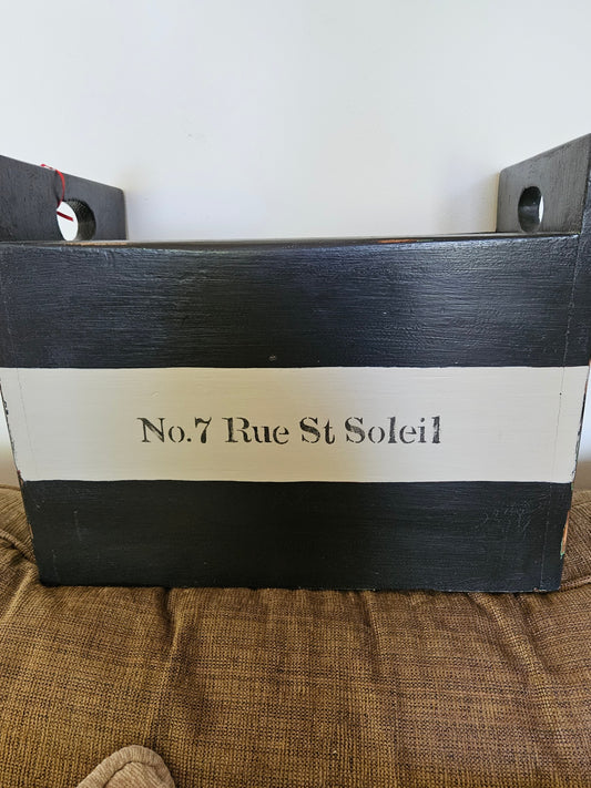 Vintage chippy storage black painted wood 