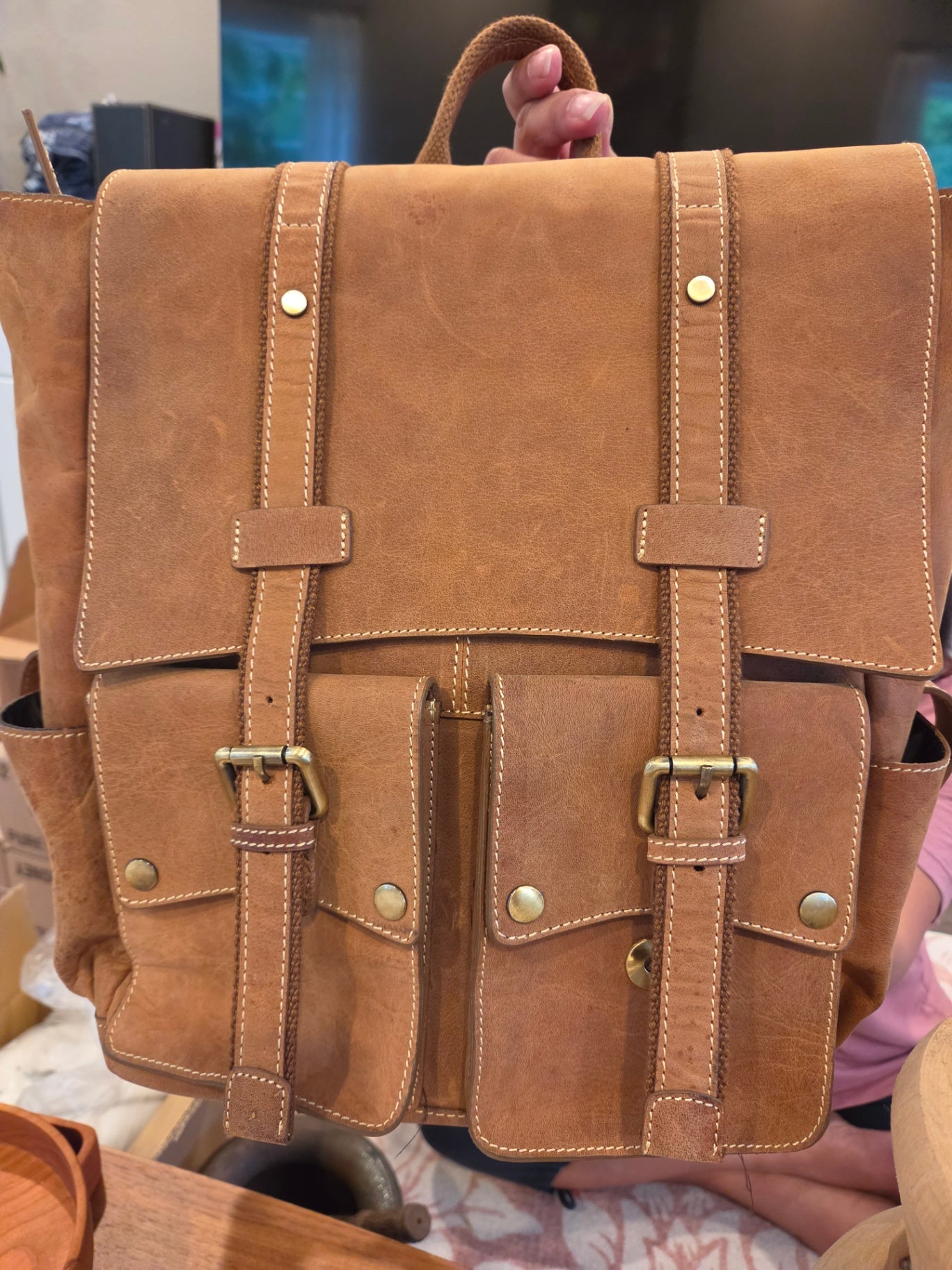 Leather backpack