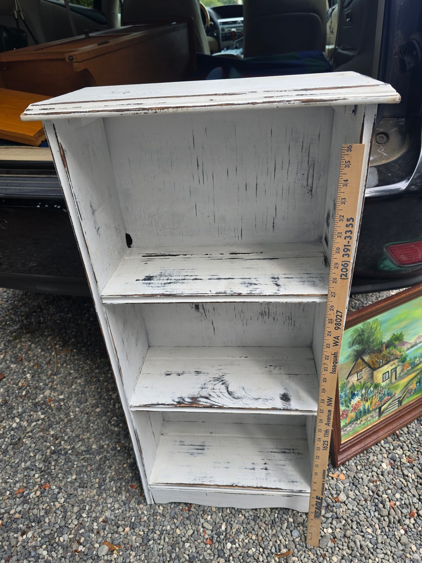 White wood bookshelf