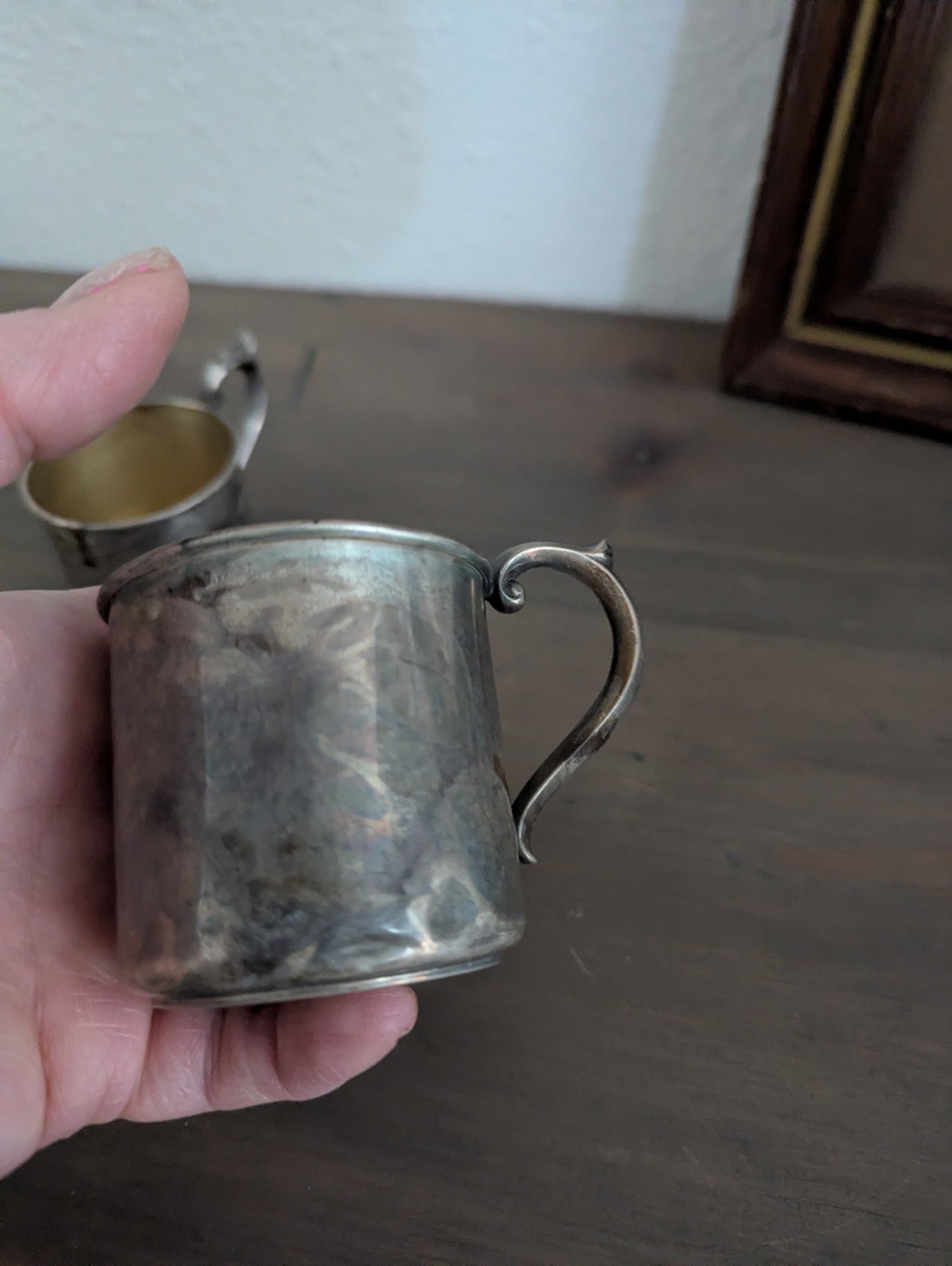 Antique Silver or Played Child Christening cups