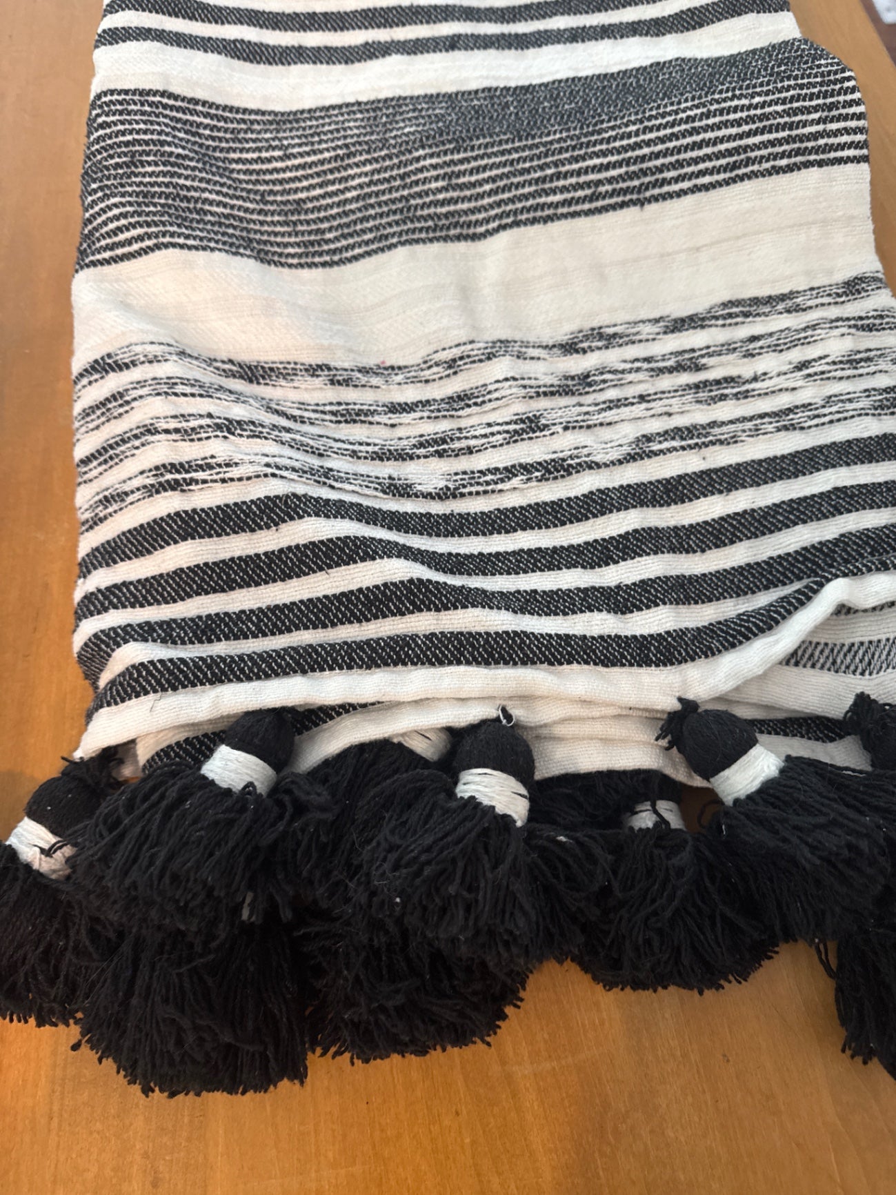 Black/White Tassel Throw Blanket 