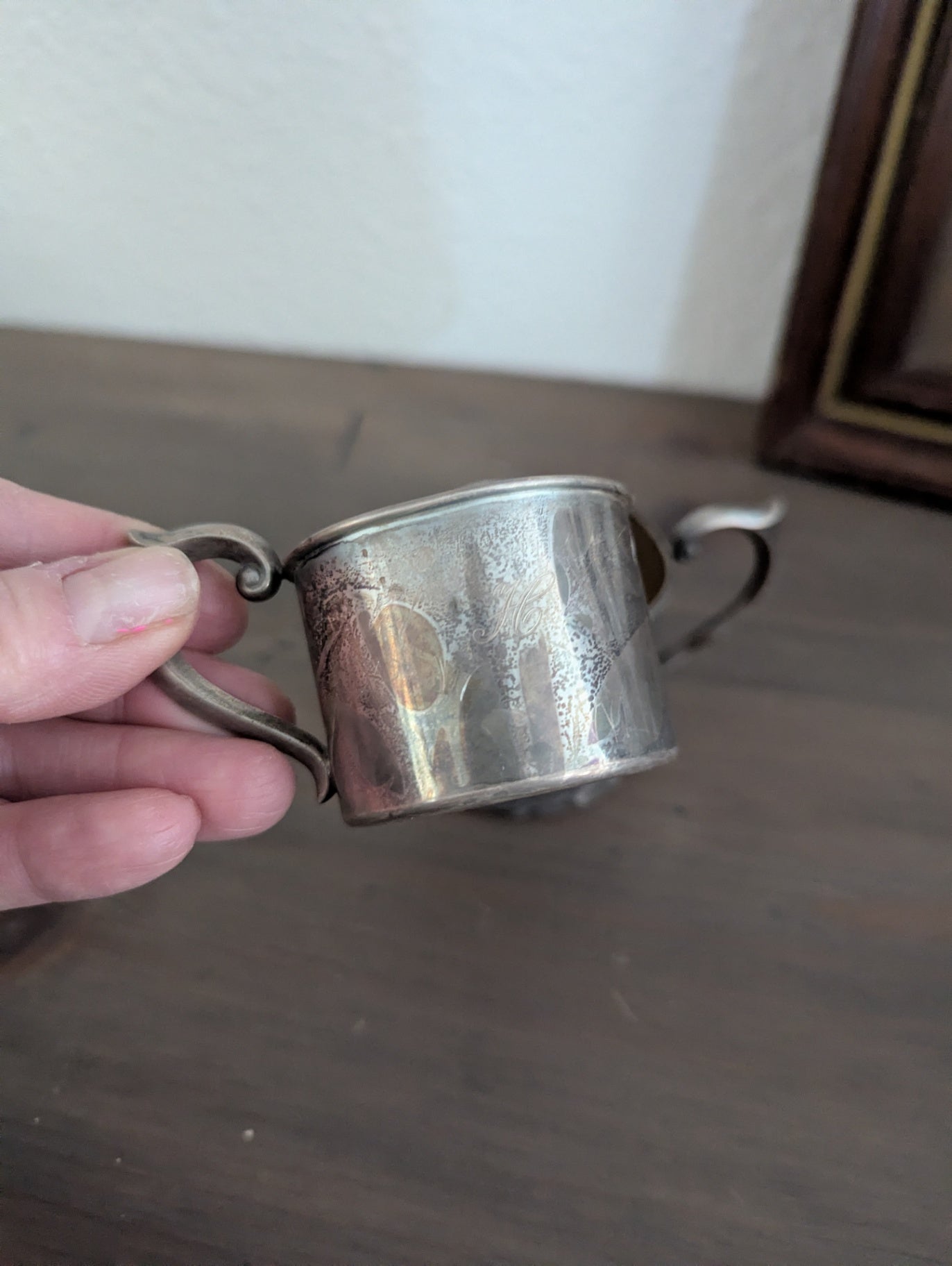 Antique Silver or Played Child Christening cups