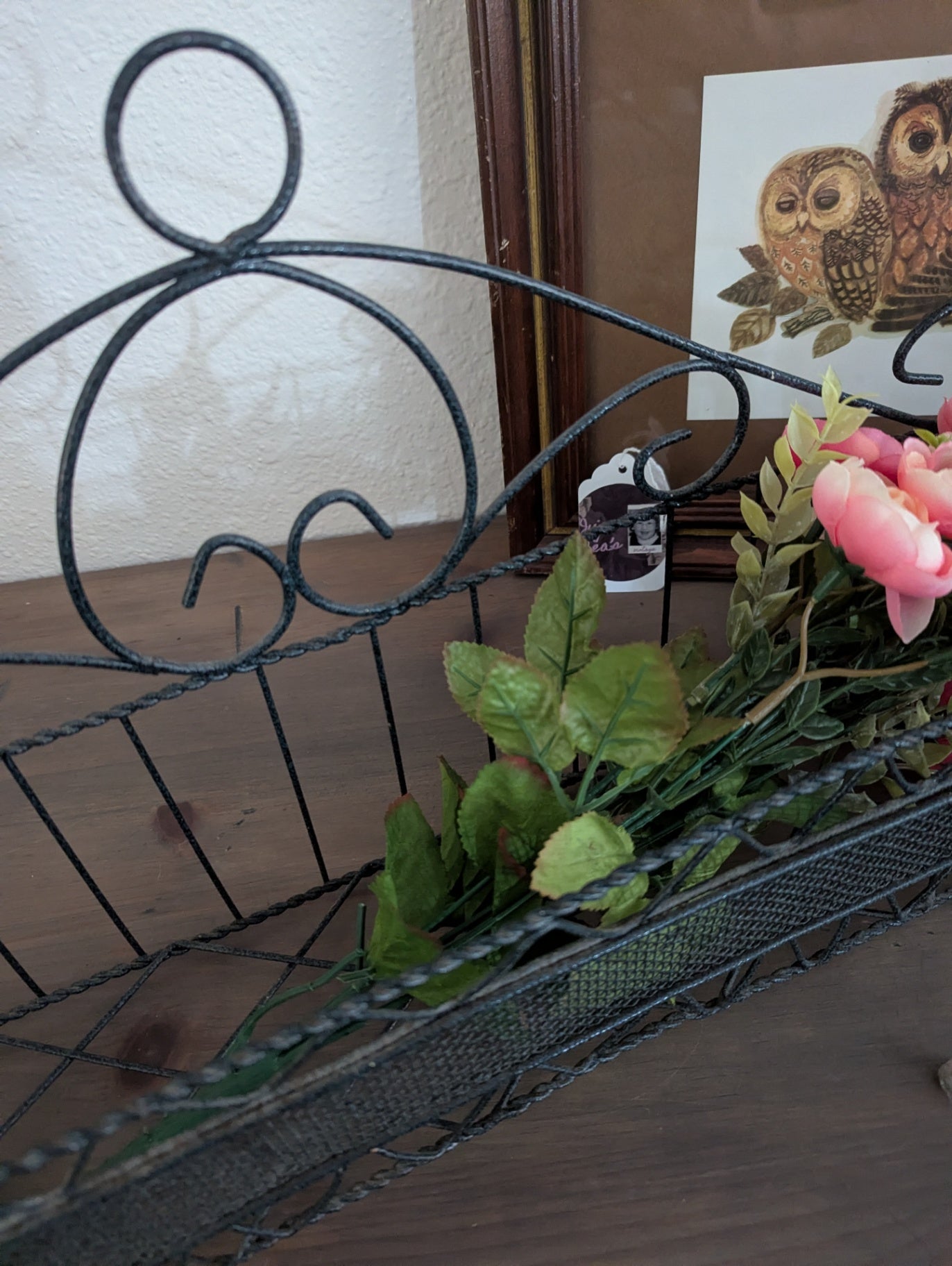 Black Wrought Metal Rectangular Basket 