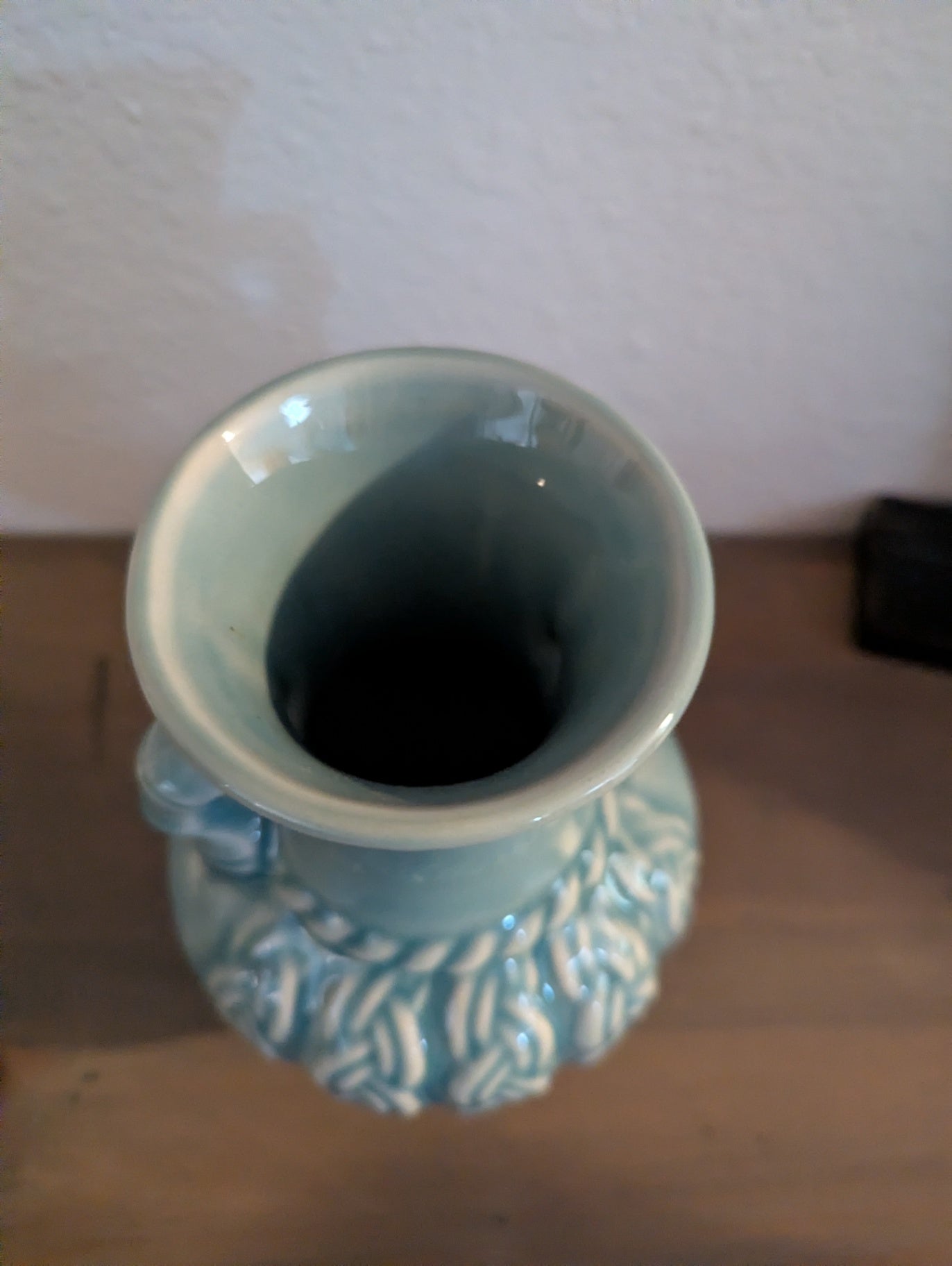 Vtg. Celadon Braided Weave Vase