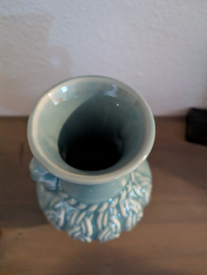 Vtg. Celadon Braided Weave Vase