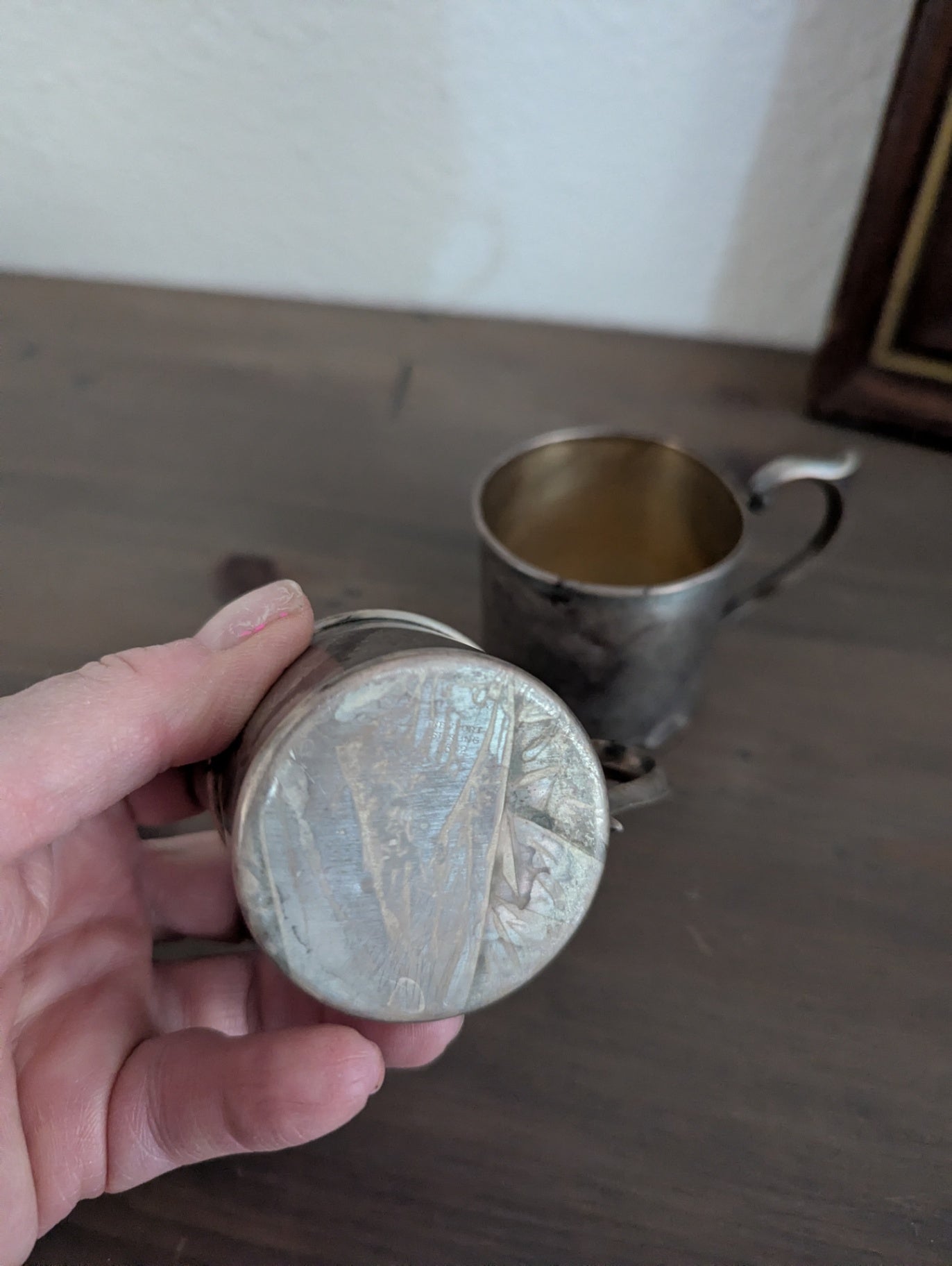 Antique Silver or Played Child Christening cups