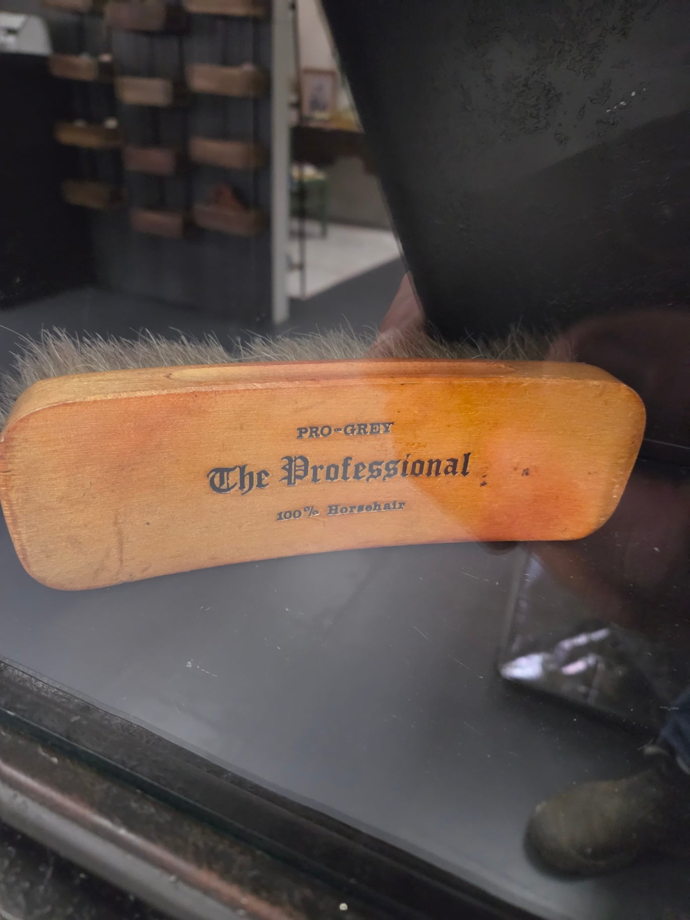 Horse hair shoe brush