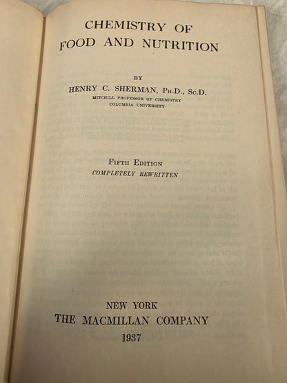 CHEMISTRY OF FOOD AND NUTRITION. Sherman.