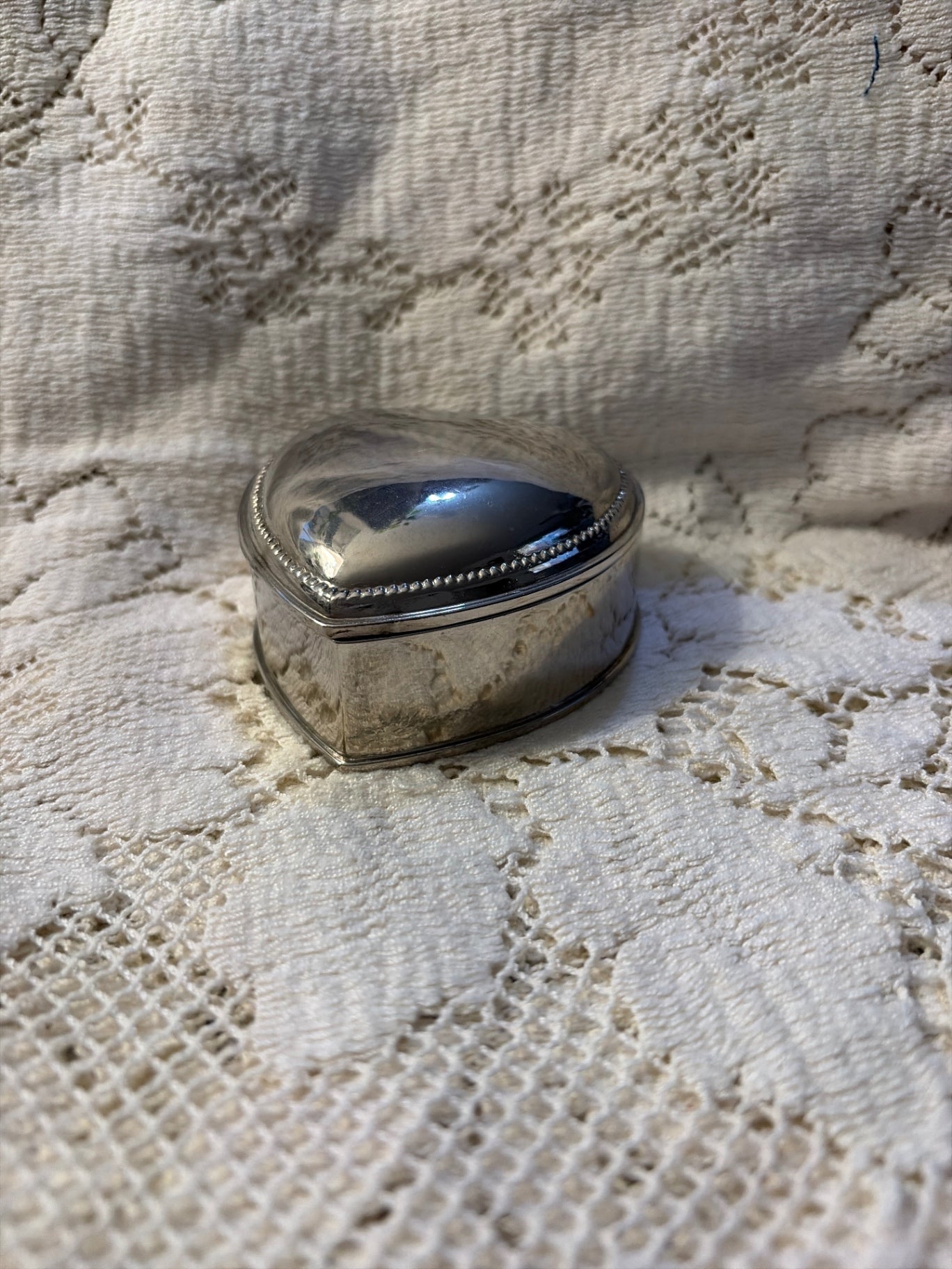 Vintage silver plate heart trinket box