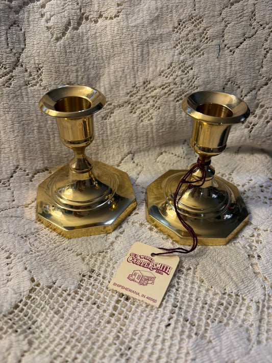 Set of (2) Solid brass Candle stick holders