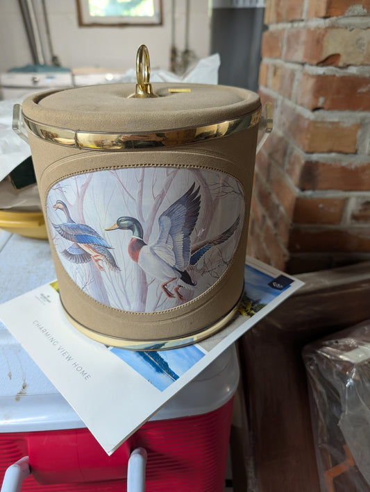 Vintage Faux Suede Mallard Ice Bucket