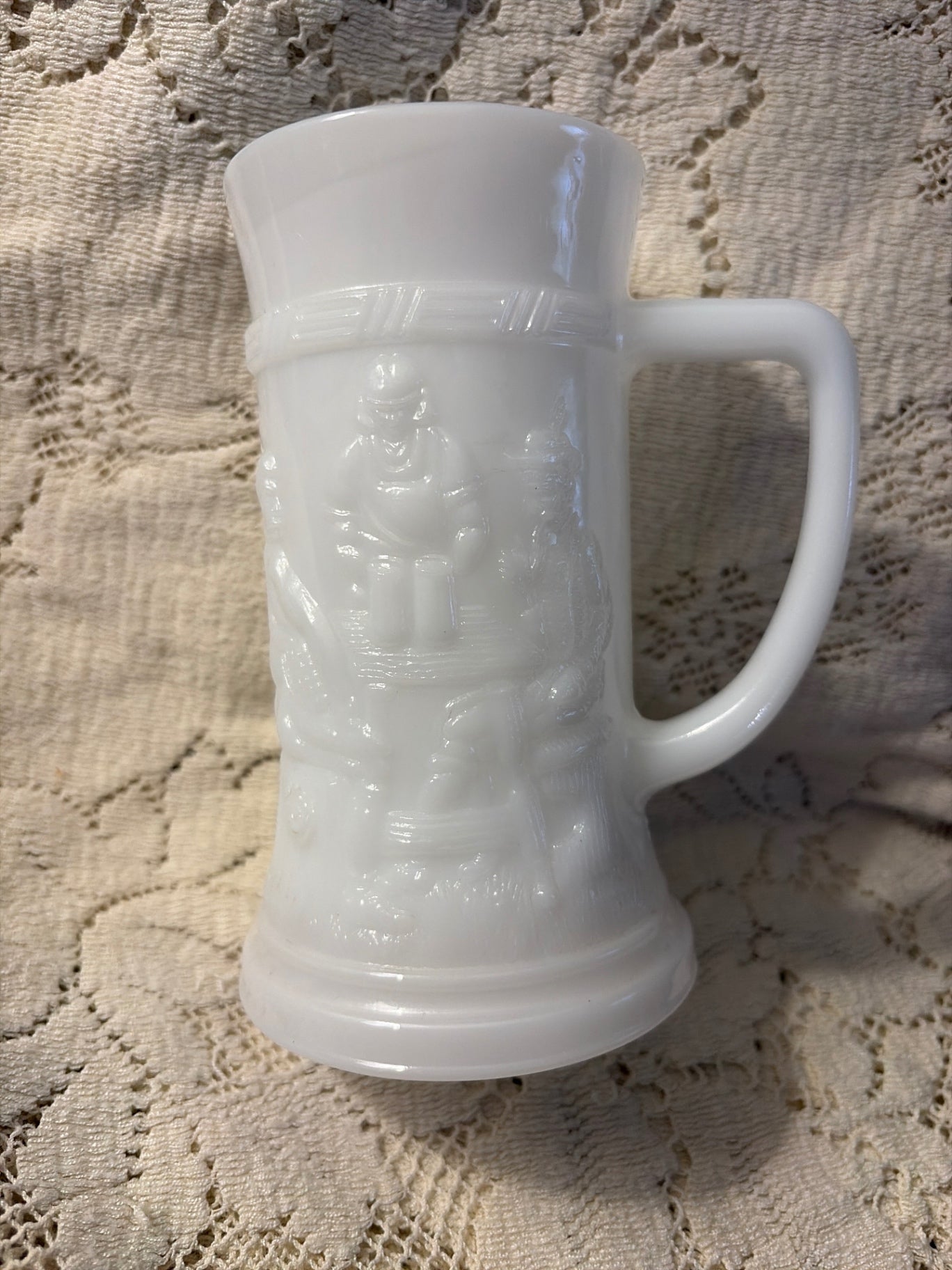 White milk glass beer mug