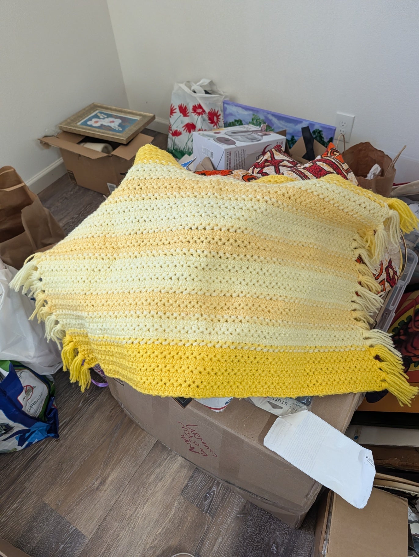 Vintage Handmade Yellow Lap Robe