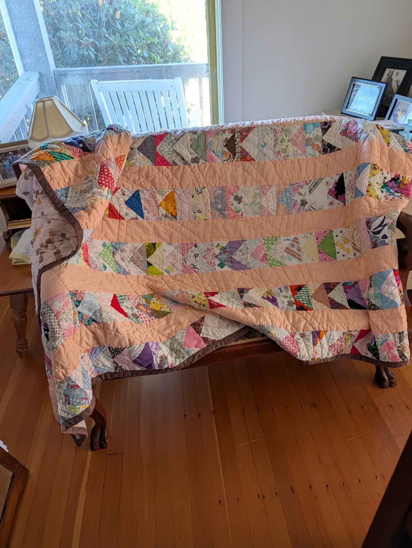 Vintage Handmade Patchwork Quilt (some wear and tear)