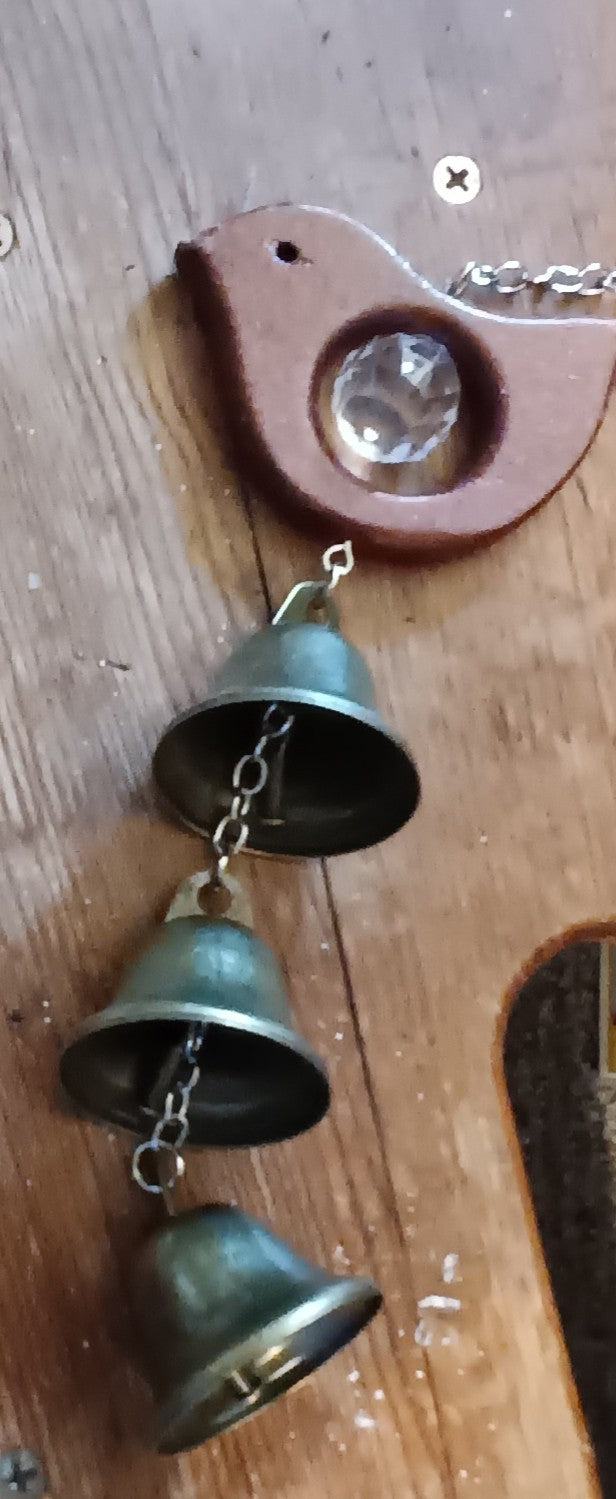Bell Chime with Crystal & Wooden Bird