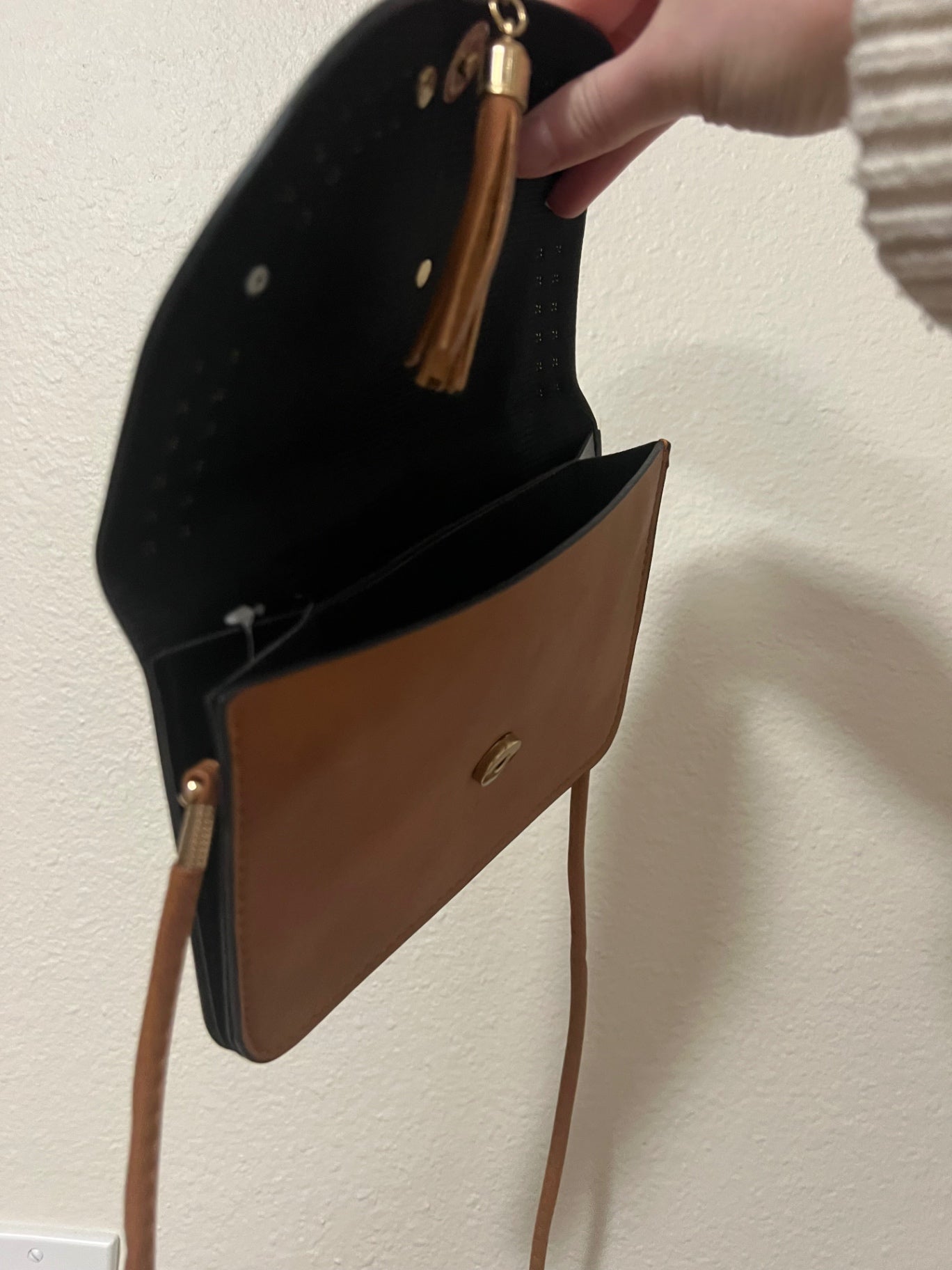 Cute floral and stud embellished crossbody purse