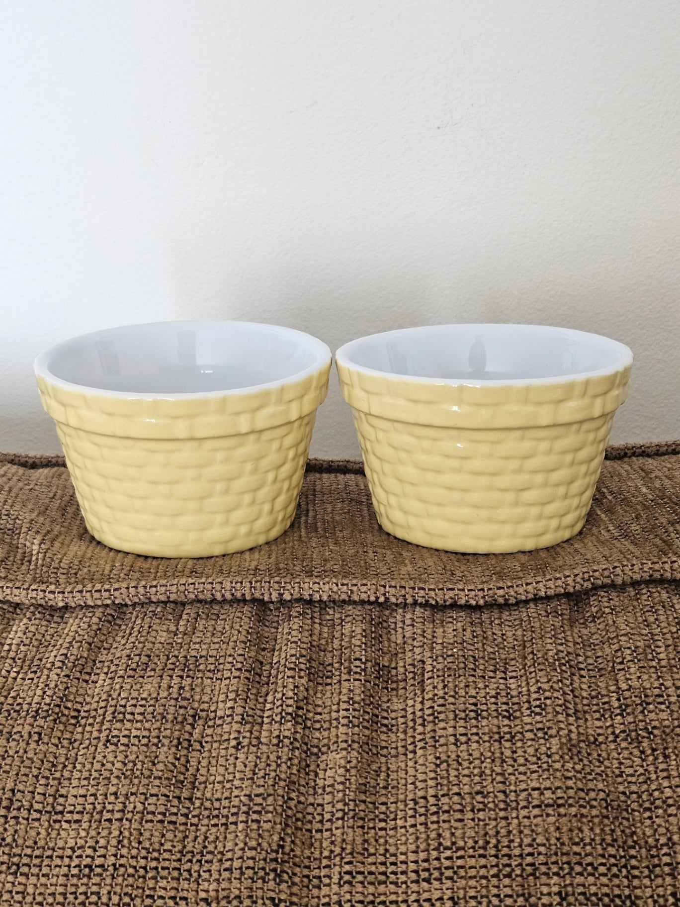 Set of 2 Crate and Barrel yellow ramekins