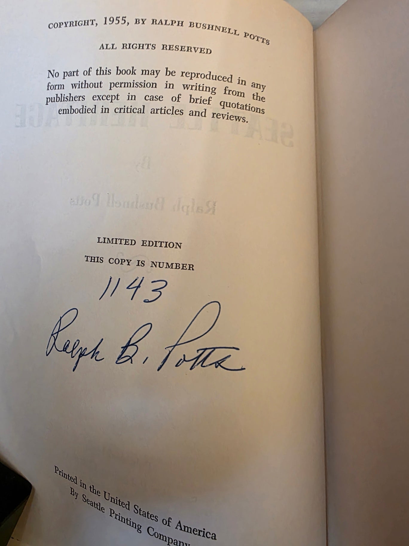 SEATTLE HERITAGE.  Signed limited edition.