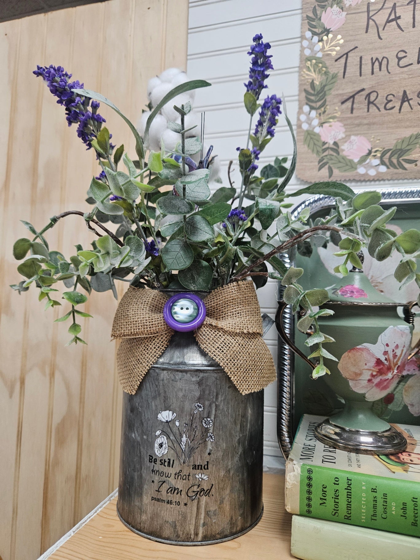 Metal Can /Lavender Flowers