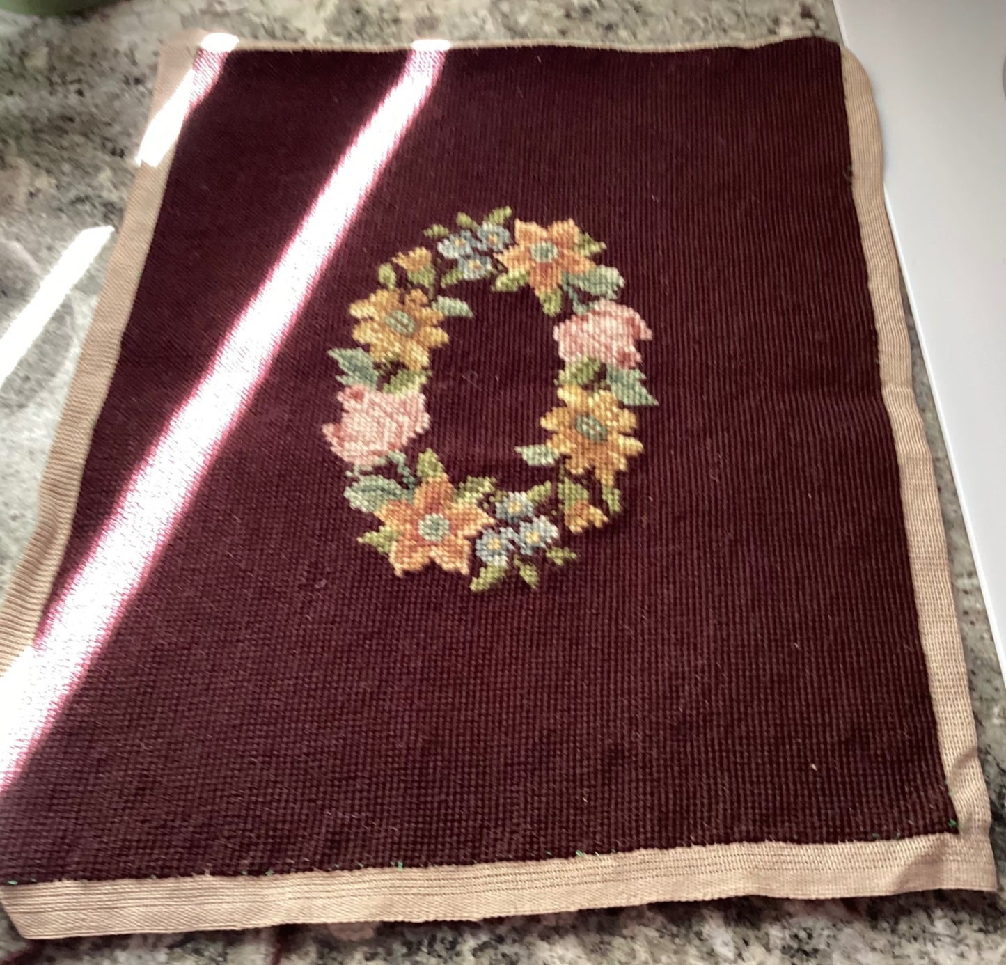 VINTAGE HANDMADE NEEDLEPOINT TAPESTRY