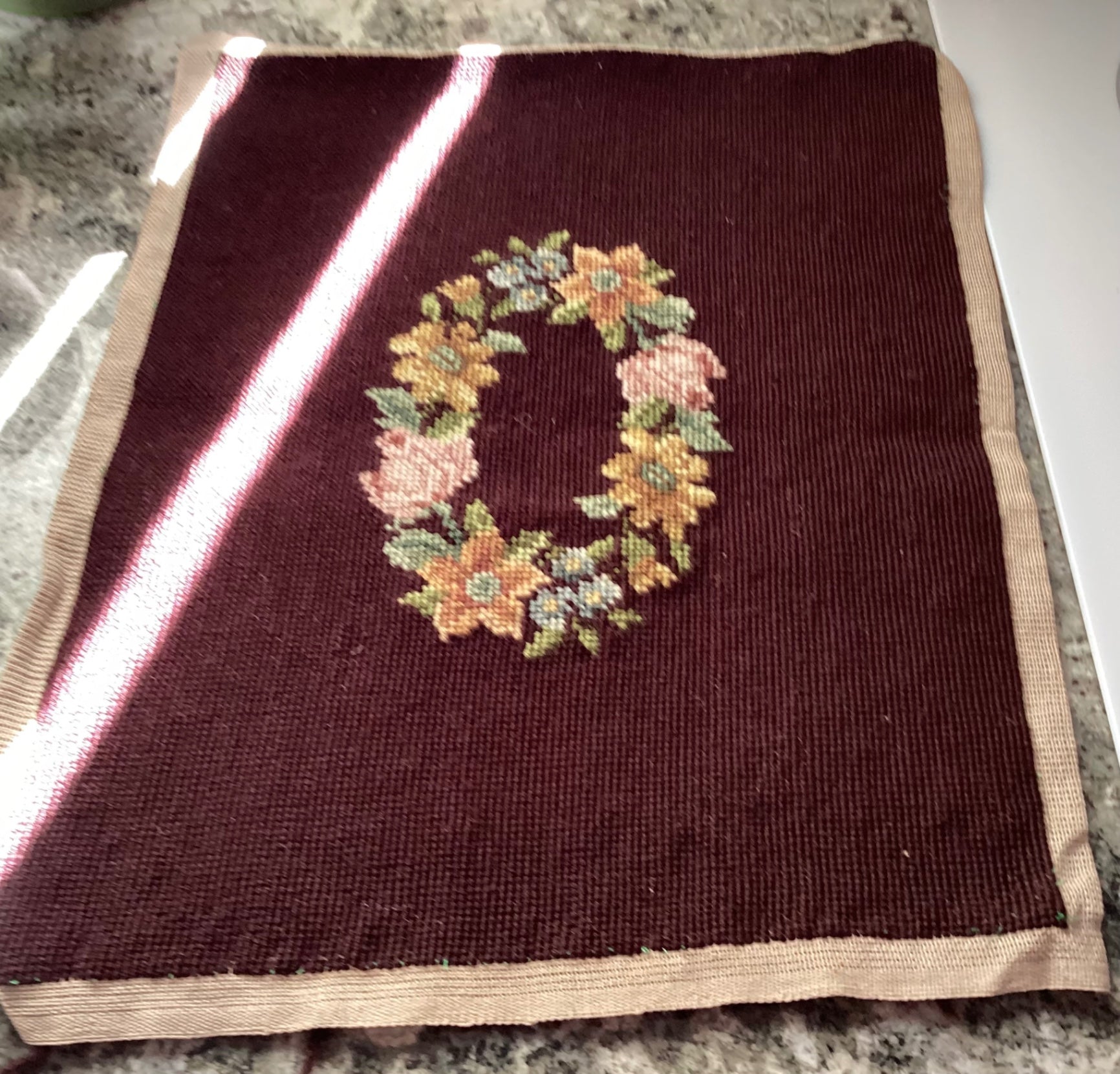VINTAGE HANDMADE NEEDLEPOINT TAPESTRY