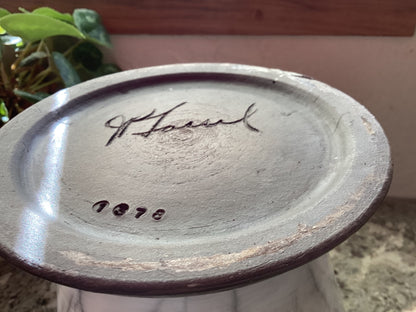 Signed and numbered horse hair urn/vase 12 inches tall 