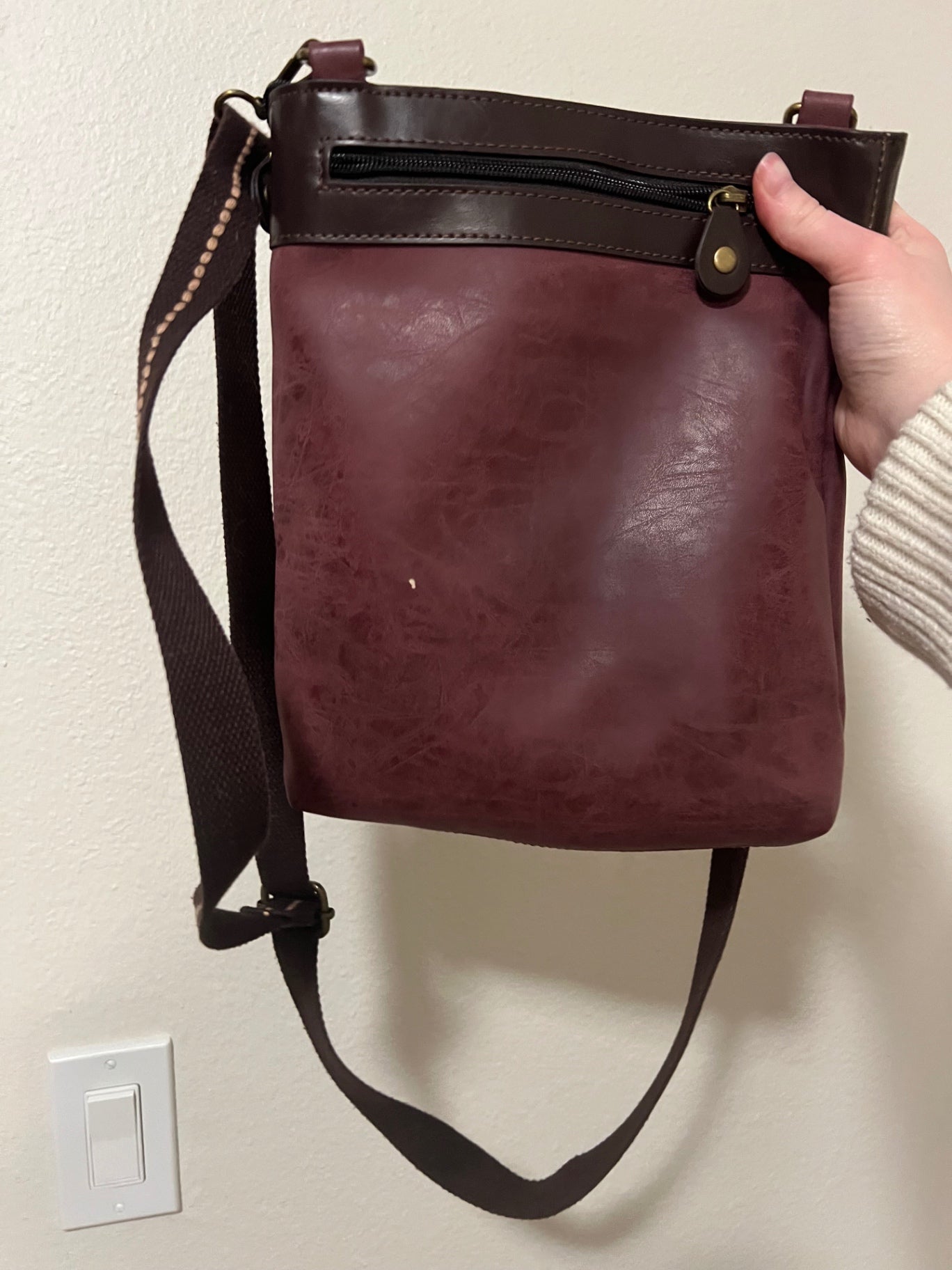 Chala Plum Vegan Leather Crossbody Bag with paw keychain