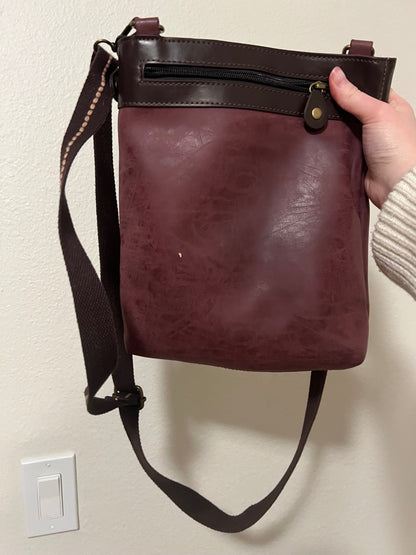 Chala Plum Vegan Leather Crossbody Bag with paw keychain