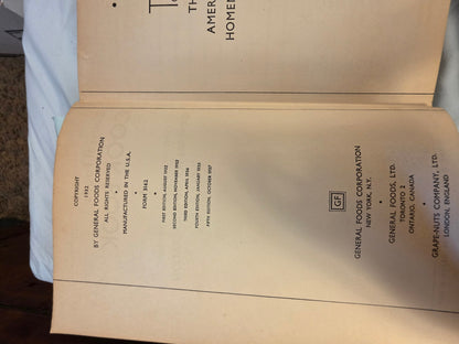 GENERAL FOODS COOKBOOK.  1932