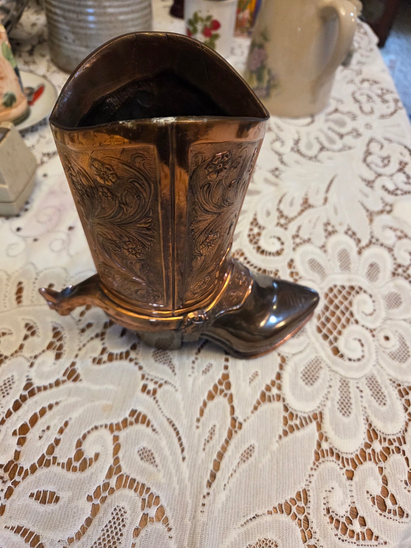Copper cowboy boot