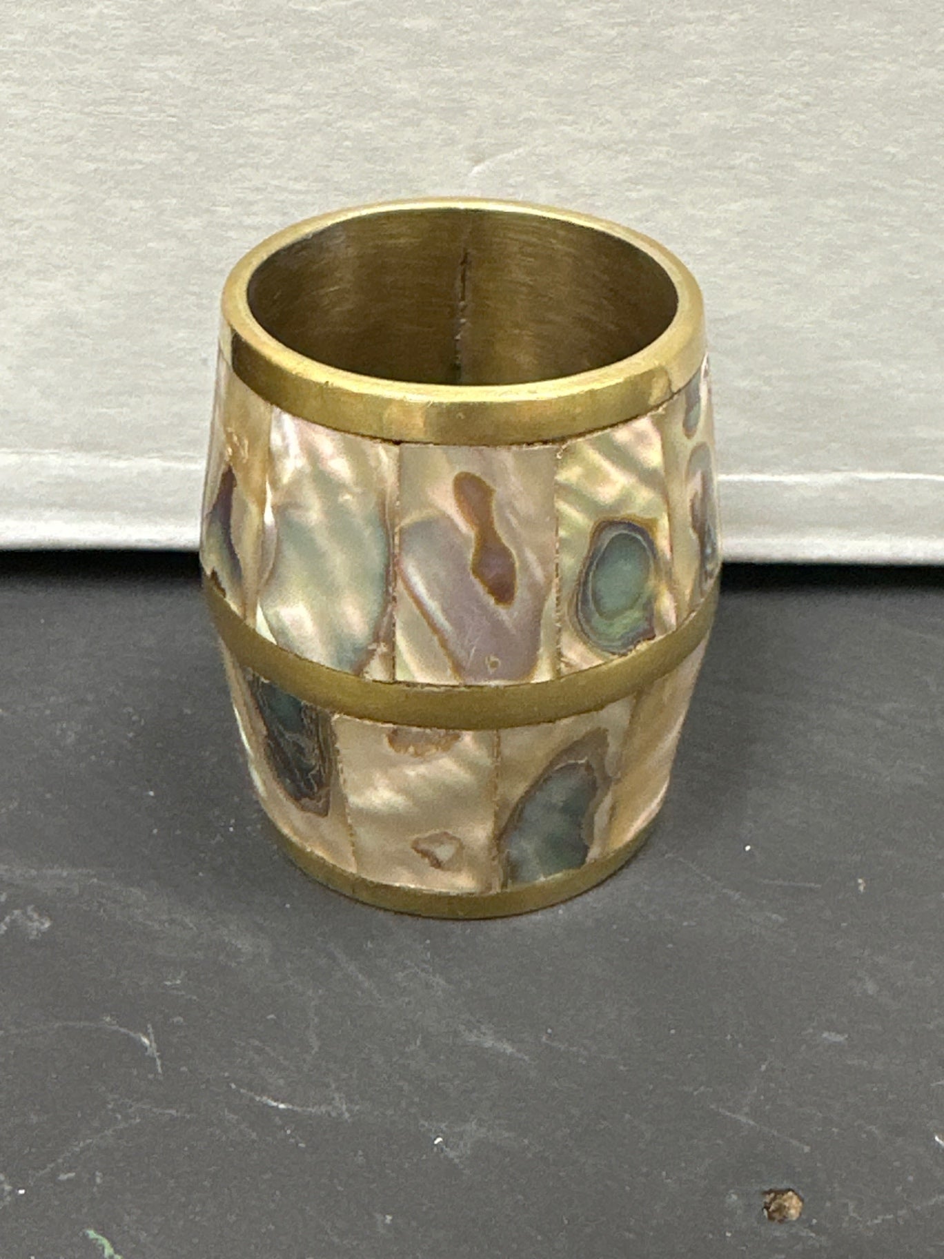 Abalone and brass shot glass/toothpick